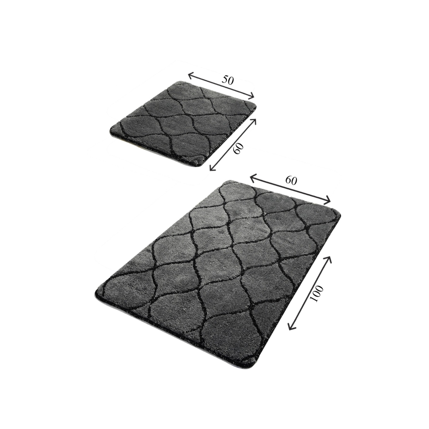 SÆT 2x Badeværelsesmåtte INFINITY 60/100 cm antracit