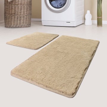 SÆT 2x Badeværelsesmåtte 60/100 cm beige