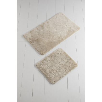 SÆT 2x Badeværelsesmåtte 60/100 cm beige