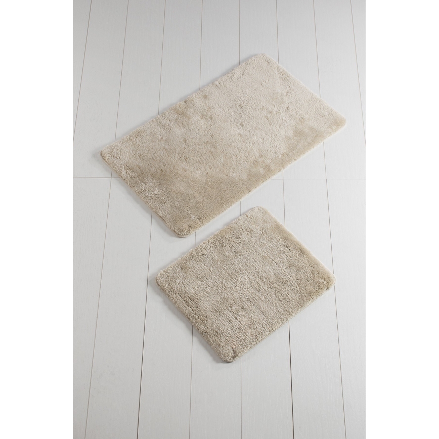 SÆT 2x Badeværelsesmåtte 60/100 cm beige