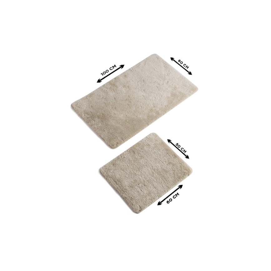 SÆT 2x Badeværelsesmåtte 60/100 cm beige