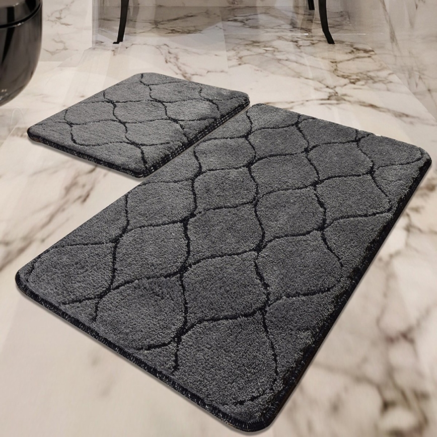 SÆT 2x Badeværelsesmåtte INFINITY 60/100 cm antracit