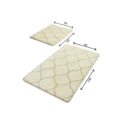 SÆT 2x Badeværelsesmåtte INFINITY 60/100 cm beige