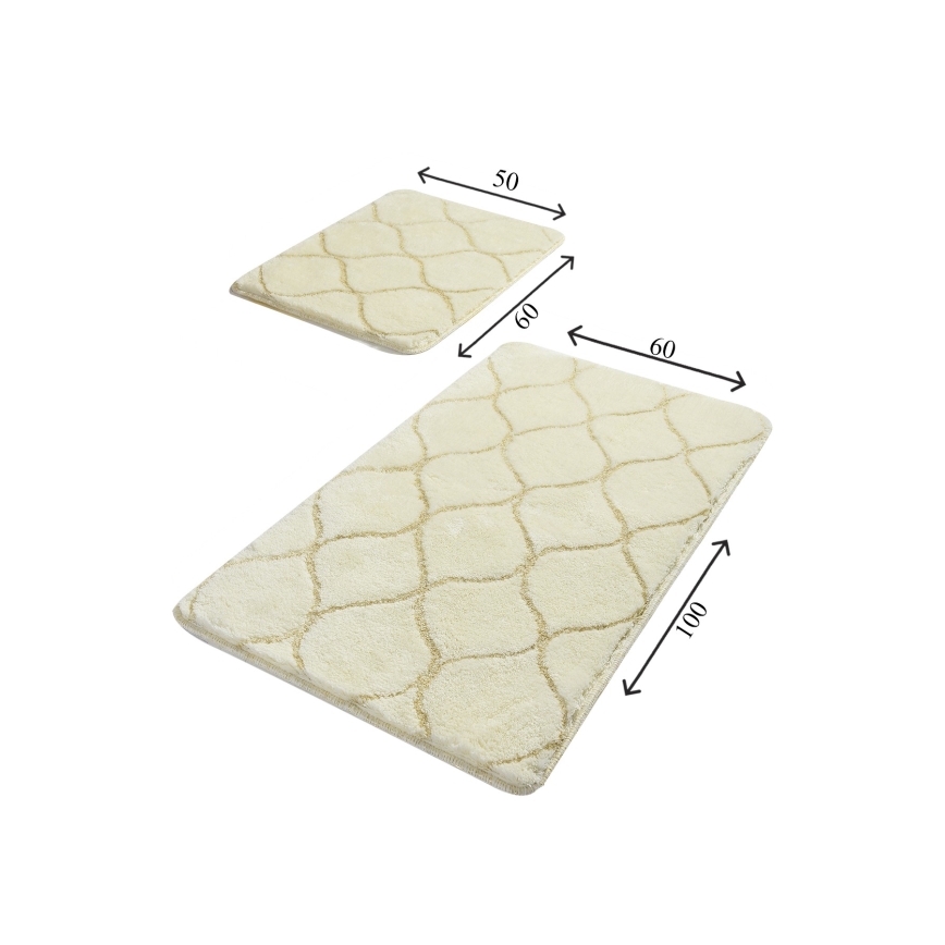 SÆT 2x Badeværelsesmåtte INFINITY 60/100 cm beige