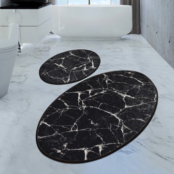 SÆT 2x Badeværelsesmåtte MARBLE 50x60/60x100 cm sort