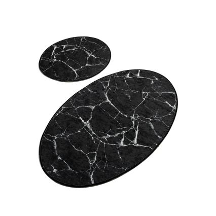 SÆT 2x Badeværelsesmåtte MARBLE 50x60/60x100 cm sort