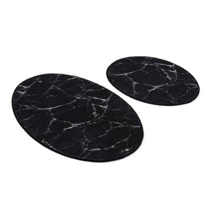 SÆT 2x Badeværelsesmåtte MARBLE 50x60/60x100 cm sort