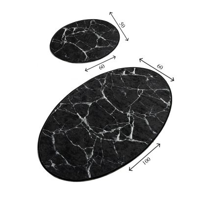 SÆT 2x Badeværelsesmåtte MARBLE 50x60/60x100 cm sort