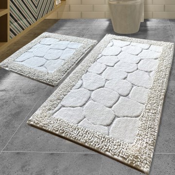 SÆT 2x Badeværelsesmåtte STONE 60/100 cm hvid