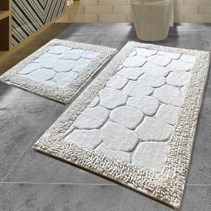 SÆT 2x Badeværelsesmåtte STONE 60/100 cm hvid