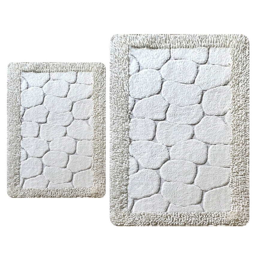 SÆT 2x Badeværelsesmåtte STONE 60/100 cm hvid