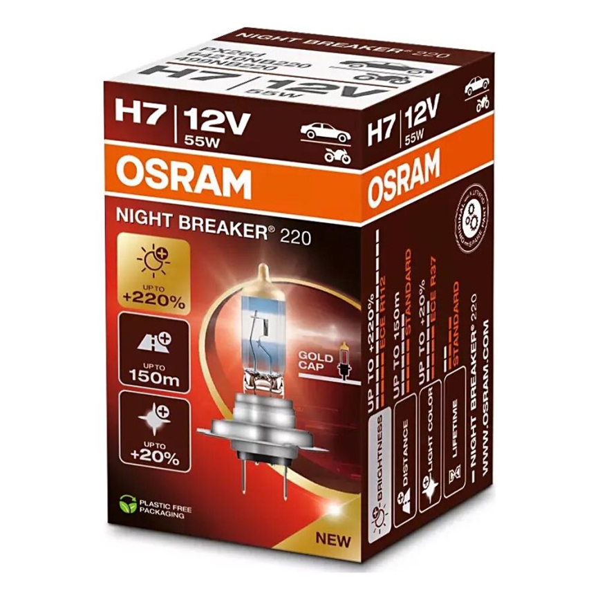 SÆT 2x Bilpære NIGHT BREAKER H7 PX26d/55W/12V - Osram