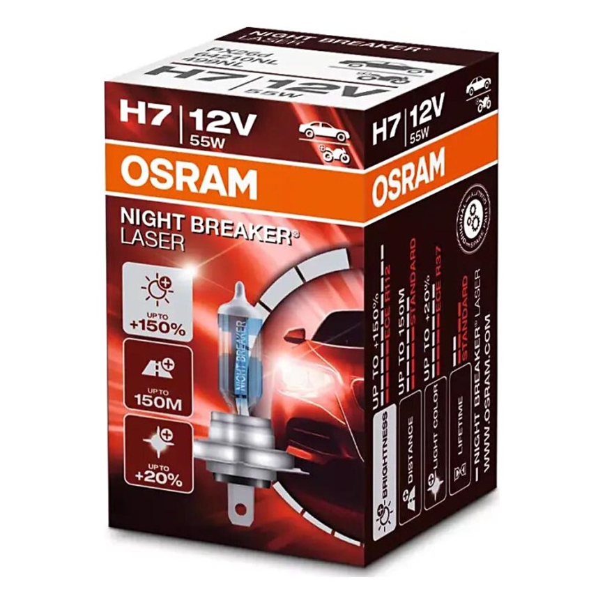 SÆT 2x Bilpære NIGHT BREAKER H7 PX26d/55W/12V - Osram