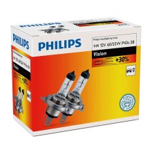 SÆT 2x Bilpære Philips VISION 12342PRC2 H4 P43t-38/60W/55W/12V