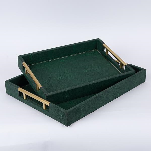 SÆT 2x Dekorativ bakke 40x30/34x24 cm grøn