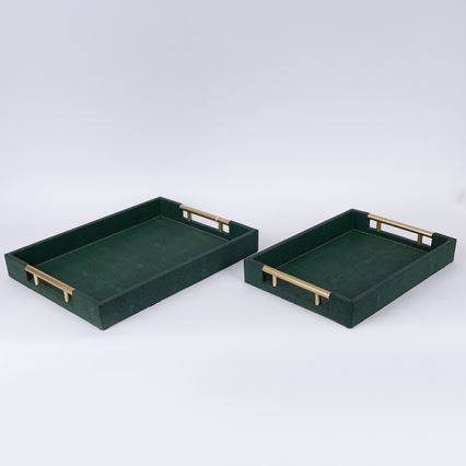 SÆT 2x Dekorativ bakke 40x30/34x24 cm grøn