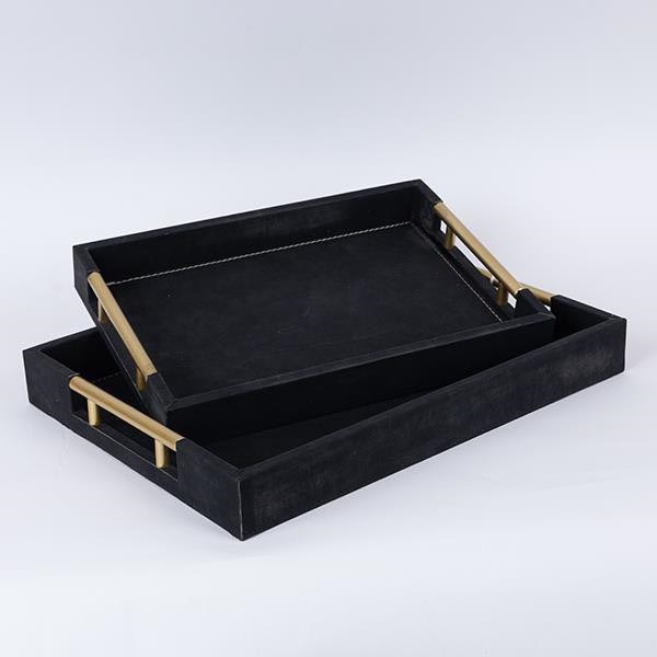 SÆT 2x Dekorativ bakke 40x30/34x24 cm sort