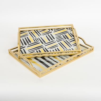 SÆT 2x Dekorativ bakke 40x30/35x25 cm guldfarvet