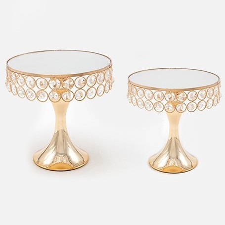 SÆT 2x Dekorativ bakke diameter 20/25 cm guldfarvet