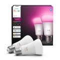 Sæt 2x dæmpbar LED-pære Philips Hue WHITE AND COLOR AMBIANCE E27/8,1W/230V 1000-20000K