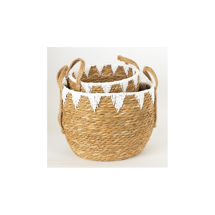 SÆT 2x Fletkurv beige/hvid 32x16,5x18/24x23,5x26 cm