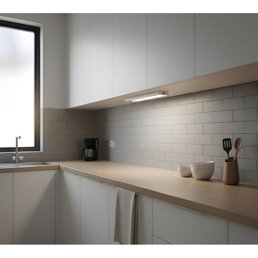 Sæt med 2 genopladelige LED-møbellys med bevægelses- og skumringssensor VIRO LED/1W/3,7V 800 mAh 3000/4000/6500K 20 cm hvid