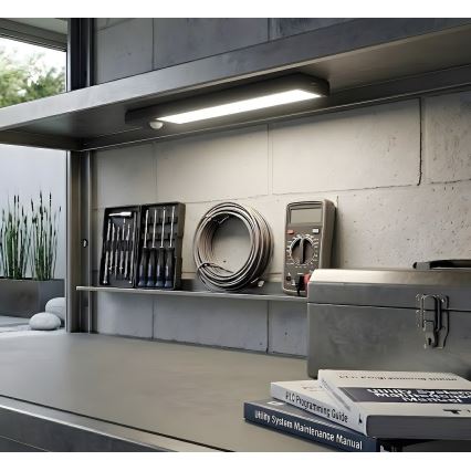 Sæt med 2 genopladelige LED-møbellygter med bevægelses- og skumringssensor VIRO LED/1W/3,7V 800 mAh 3000/4000/6500K 20 cm sort