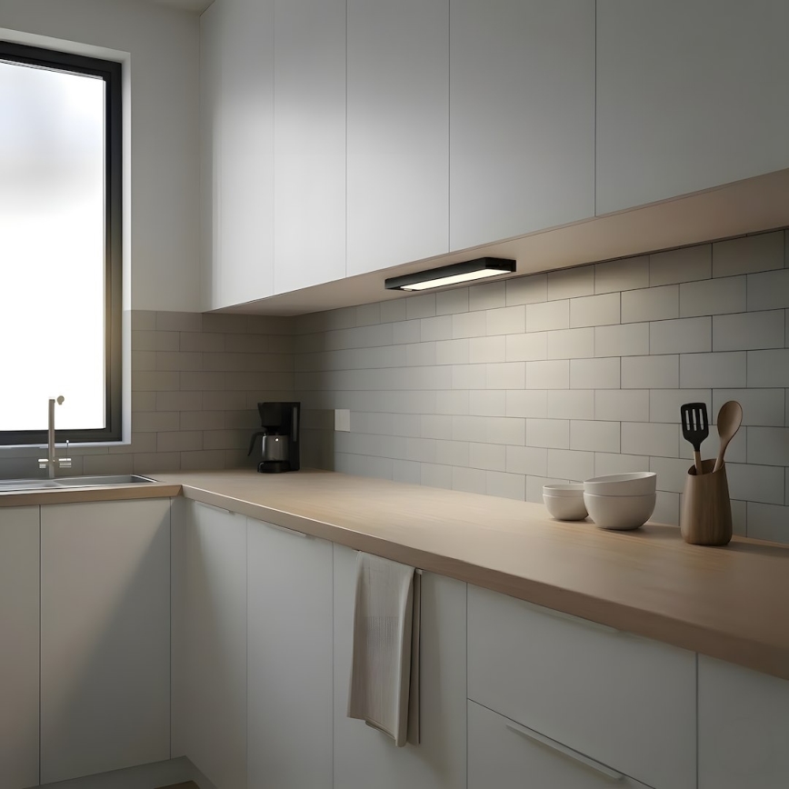 Sæt med 2 genopladelige LED-møbellygter med bevægelses- og skumringssensor VIRO LED/1W/3,7V 800 mAh 3000/4000/6500K 20 cm sort
