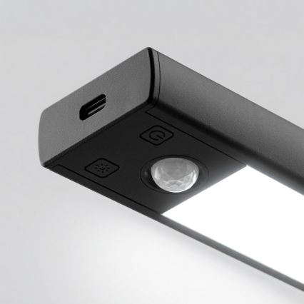 Sæt med 2 genopladelige LED-møbellygter med bevægelses- og skumringssensor VIRO LED/1W/3,7V 800 mAh 3000/4000/6500K 20 cm sort