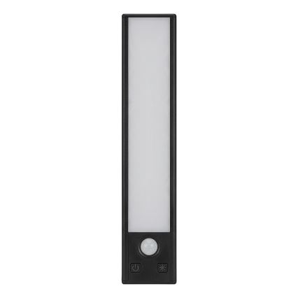 Sæt med 2 genopladelige LED-møbellygter med bevægelses- og skumringssensor VIRO LED/1W/3,7V 800 mAh 3000/4000/6500K 20 cm sort
