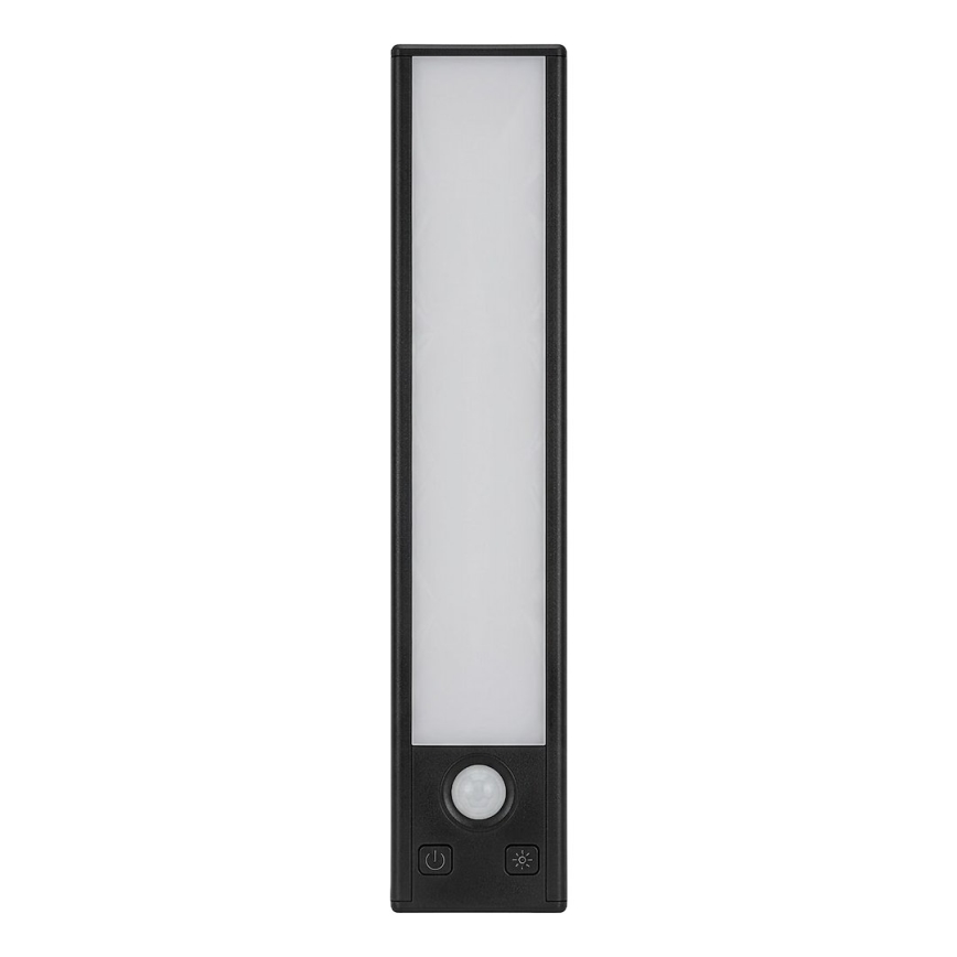 Sæt med 2 genopladelige LED-møbellygter med bevægelses- og skumringssensor VIRO LED/1W/3,7V 800 mAh 3000/4000/6500K 20 cm sort