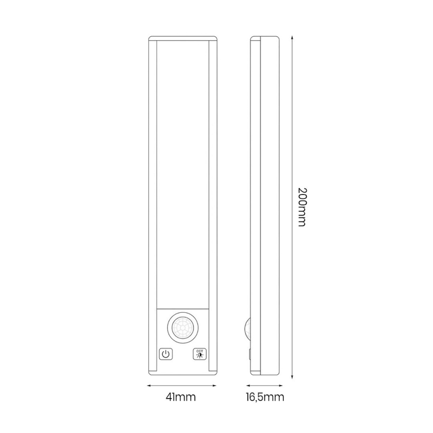 Sæt med 2 genopladelige LED-møbellygter med bevægelses- og skumringssensor VIRO LED/1W/3,7V 800 mAh 3000/4000/6500K 20 cm sort