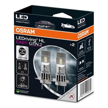 SÆT 2x LED Bilpære EASY GEN H7 PX26d/16W/12V 6500K - Osram