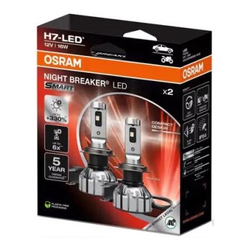SÆT 2x LED Bilpære NIGHT BREAKER H7 PX26d/16W/12V 6000K - Osram