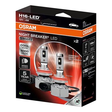 Sæt 2x LED-bilpære NIGHT BREAKER SMART H16 PGJ19-3/4W/12V 6000K - Osram
