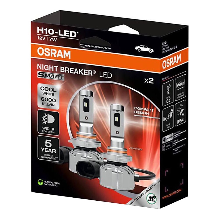 Sæt 2x LED-bilpærer NIGHT BREAKER SMART H10 PY20d/7W/12V 6000K - Osram