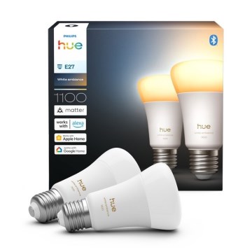 Sæt 2x LED dæmpbare pærer Philips Hue WHITE AMBIANCE E27/8,1W/230V 1000-20000K