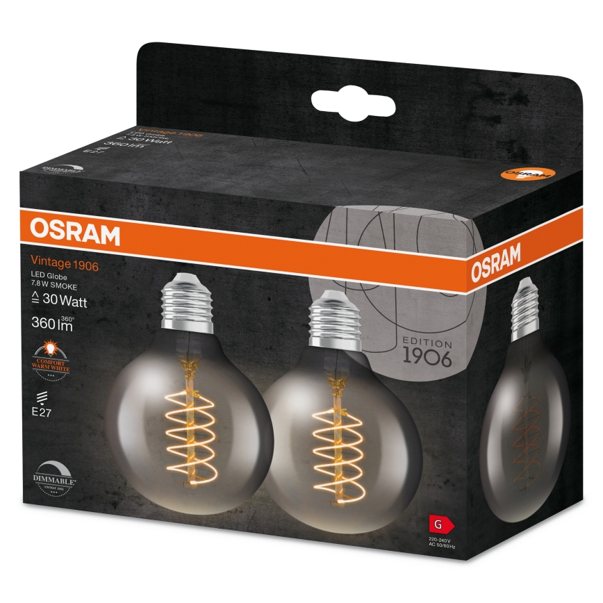 Sæt 2x LED dæmpbare pærer VINTAGE FILAMENT E27/7,8W/230V 1800K - Osram