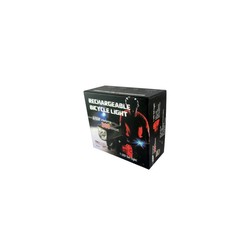 SÆT 2x LED genopladelig cykellygte LED/5W/USB IP44