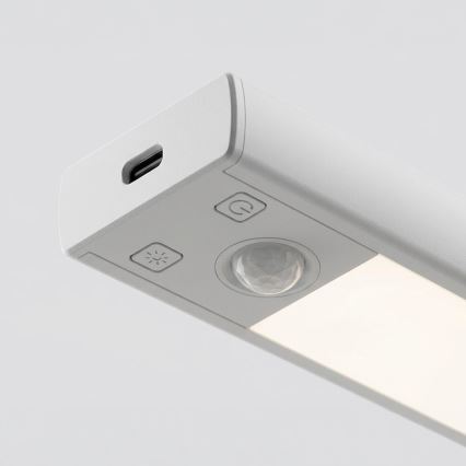 Sæt med 2 genopladelige LED-belysninger til møbler med bevægelses- og skumringssensor VIRO LED/1,2W/3,7V 800 mAh 3000/4000/6500K 30 cm hvid