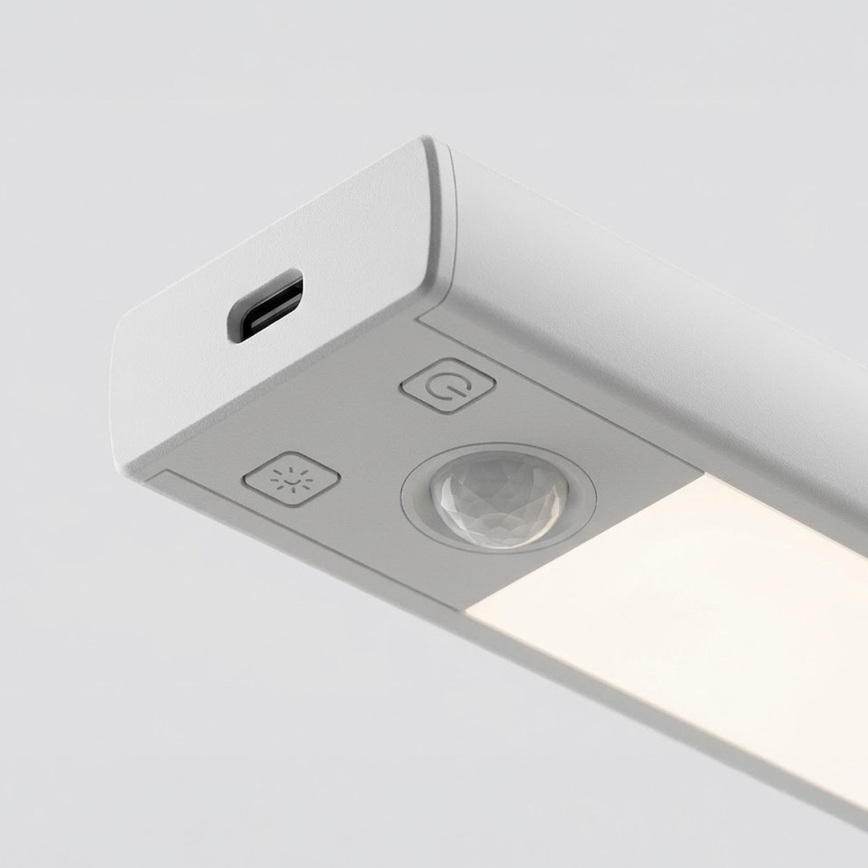 Sæt med 2 genopladelige LED-belysninger til møbler med bevægelses- og skumringssensor VIRO LED/1,2W/3,7V 800 mAh 3000/4000/6500K 30 cm hvid