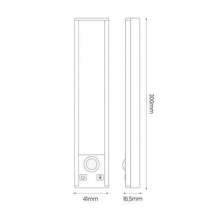 Sæt med 2 genopladelige LED-belysninger til møbler med bevægelses- og skumringssensor VIRO LED/1,2W/3,7V 800 mAh 3000/4000/6500K 30 cm hvid