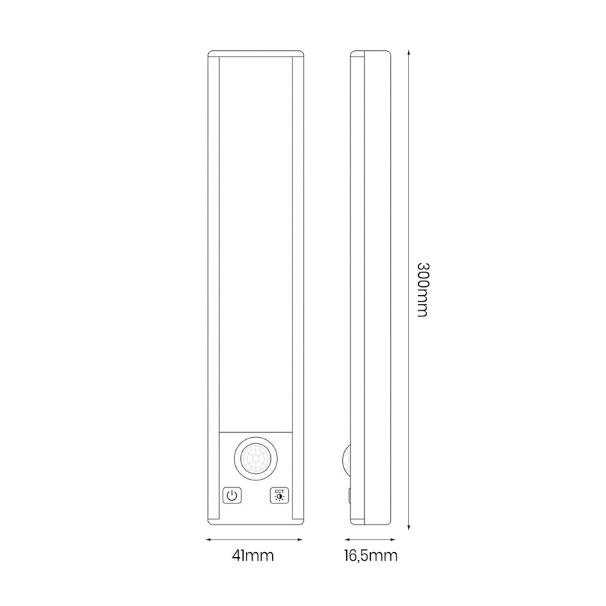 Sæt med 2 genopladelige LED-møbellygter med bevægelses- og skumringssensor VIRO LED/1,2W/3,7V 800 mAh 3000/4000/6500K 30 cm sort