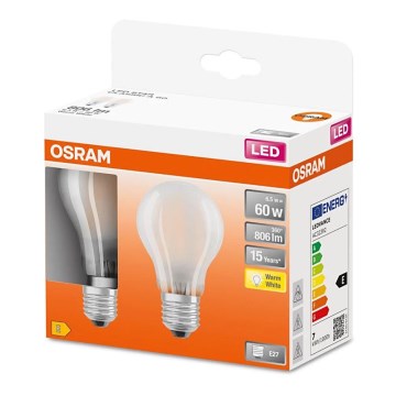 SÆT 2x LED-pære A60 E27/6,5W/230V 2700K - Osram
