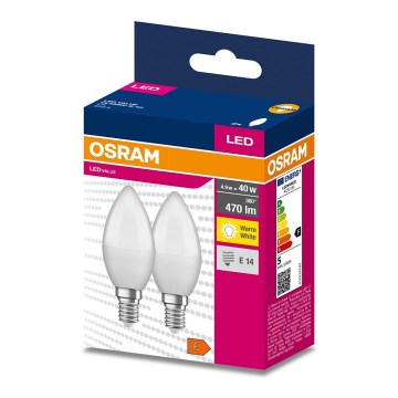 SÆT 2x LED-pære B35 E14/4,9W/230V 3000K - Osram