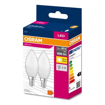 SÆT 2x LED-pære B38 E14/7,5W/230V 3000K - Osram