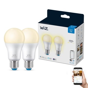 SÆT 2x LED-pære dæmpbar A60 E27/8W/230V 2700K CRI 90 Wi-Fi - WiZ