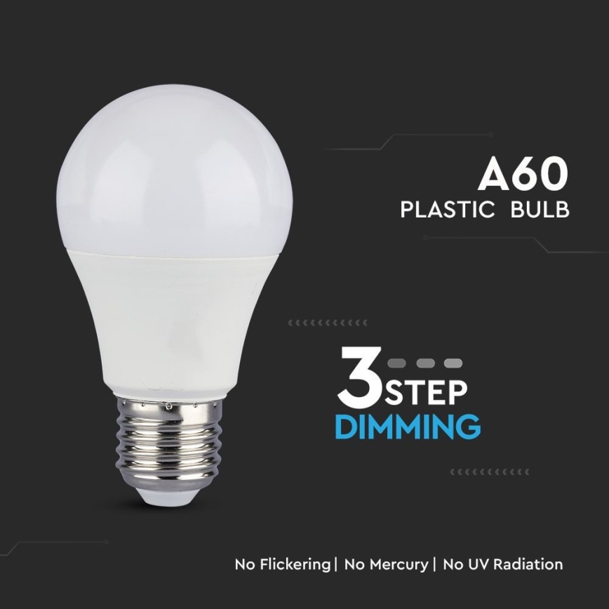 SÆT 2x LED-pære dæmpbar A60 E27/9W/230V 4000K