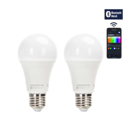 SÆT 2x LED-pære med RGBW-farver dæmpbar MESH Smart G45 E14/4,5W/230V 2700-6500K + fjernbetjening - Aigostar