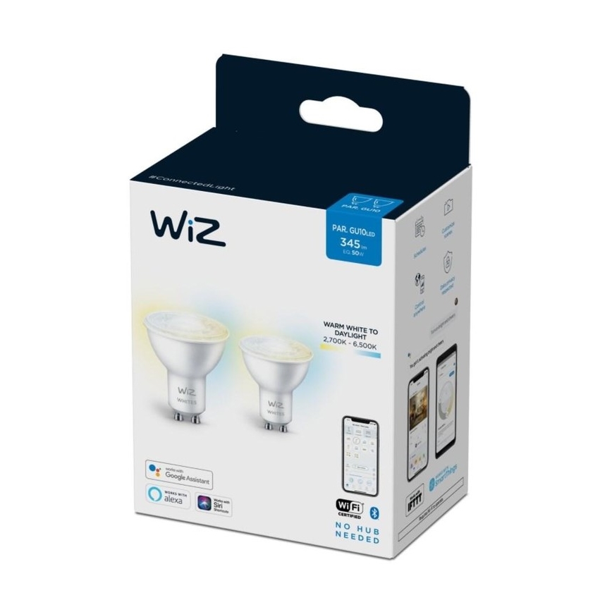 SÆT 2x LED-pære dæmpbar PAR16 GU10/4,7W/230V 2700-6500K CRI 90 Wi-Fi - WiZ